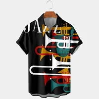Men Short Sleeve Jazz Print Music Cool Shirts For Mens Social Luxury Designer Man Clothes Hawaiian Elegant Classic Daily Fashion - Image 4