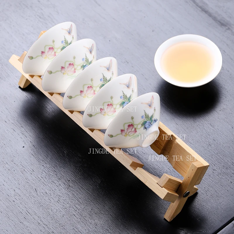 50ml Sheep Fat Jade Bucket Hat Cup Drinking Green Tea Cups At Home Dehua White Porcelain Kung Fu Tea Cup High End Tea Set