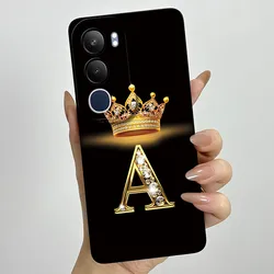 Crown Initial Letter Soft Silicone Protective Back Cover - Stylish Case for Vivo Y19s 4G (HEI - TYHEI4A)