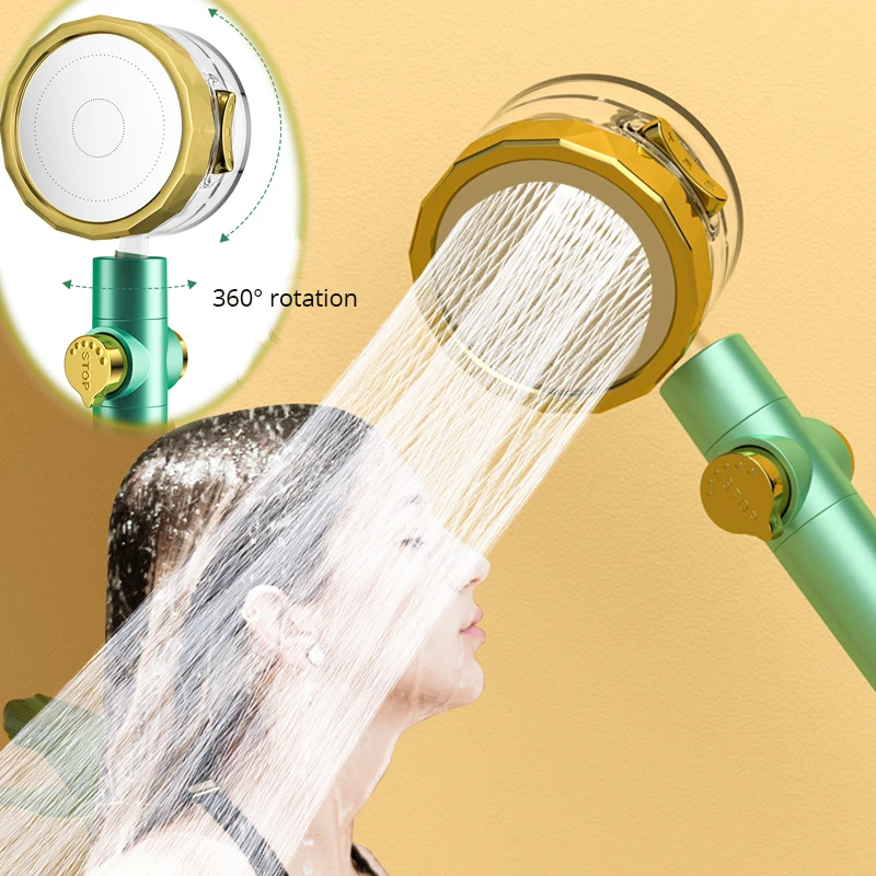 

360 Degree Rotation Powerful Pressurization Three-speed Adjustment Filter Shower Head One Key To Stop Detachable For Cleaning