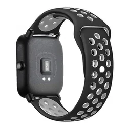 Breathable Silicone Sport Band - 22mm Strap Replacement (Black - gray)