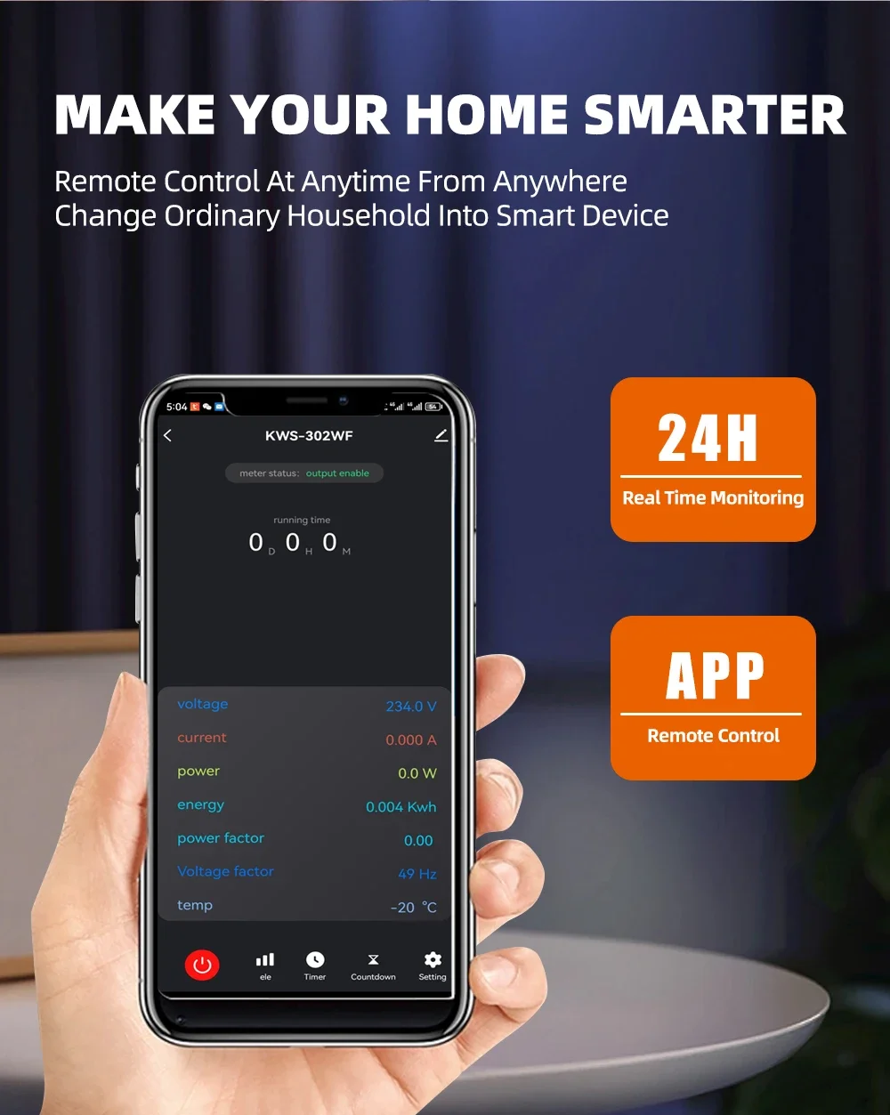 Tuya WiFi Smart Switch with Energy Meter and Remote Control