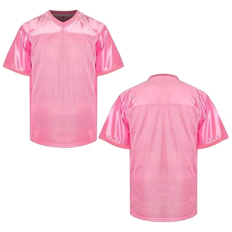 Neues 2025 Blanko Fußballtrikot Herren Outdoor-Sportbekleidung Trainingsoberteil Atmungsaktiv Schnelltrocknend Amerikanisches Fußballshirt Rosa