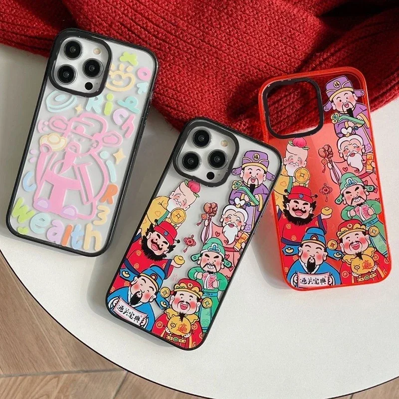 Upgrade Acrylic Happy New Year Rich Phone Case Cover for IPhone 11 12 13 14 15 Pro Max Case for IPhone 15 Pro Max