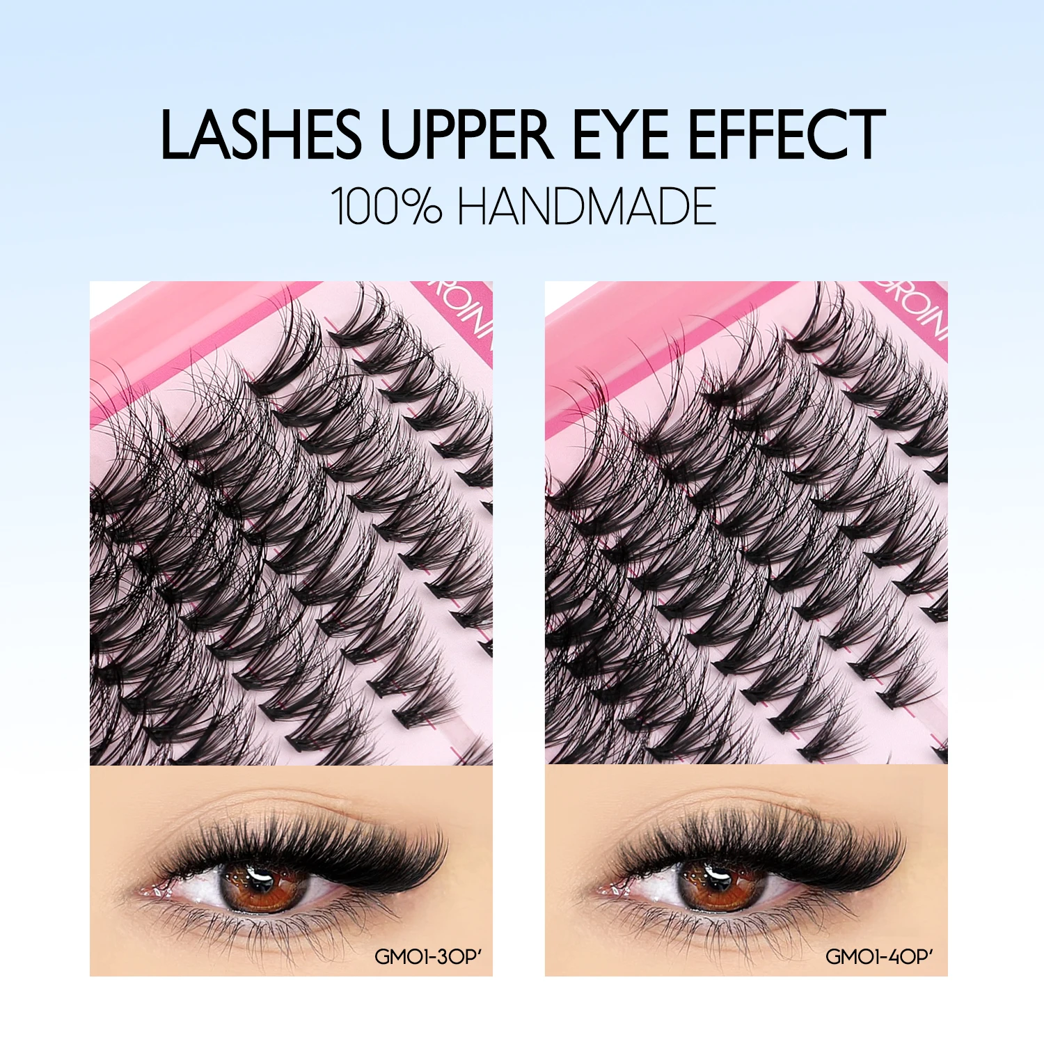 GROINNEYA Cluster Lashes Kit DIY Lash Extension Set Full Set Mixed Tray Fluffy Lashes with Lash Bond and Seal Makeup lash extension kit eyelash set fake eyelashes