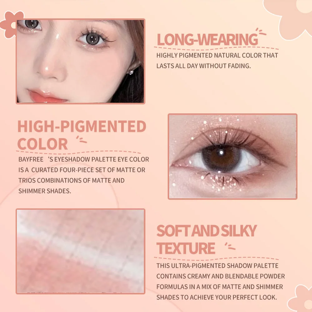 Pinky Heart Gege Bear Eyeshadow Palette Matte Pearlescent Earth Color Sequin Long-Lasting Eyeshadow And Contour Palette 5