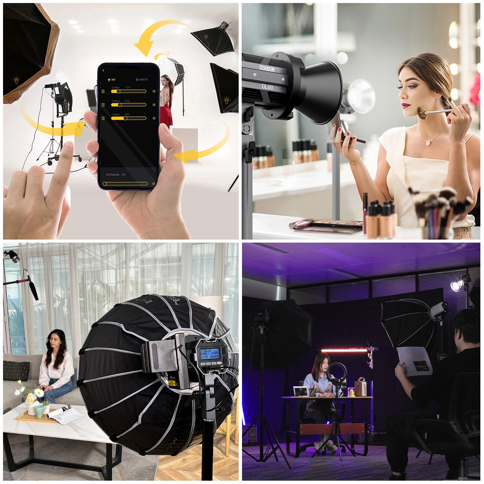 Colbor Cl60 Led Video Light 65w Photography Fill Light App Remote Control With Carry Bag For Live Streaming Product Photography - Photographic Lighting - AliExpress