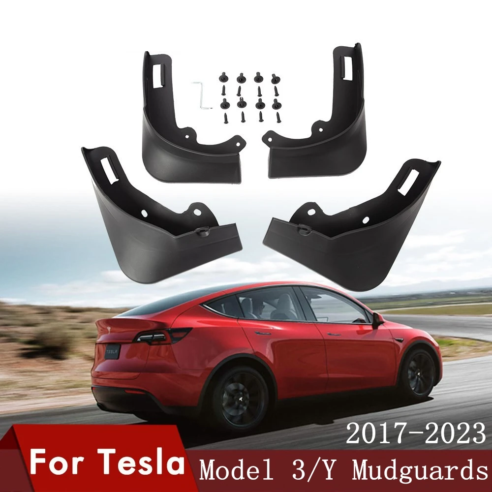 Mud Flaps Mudguards For Tesla Model 3 Y 2017-2021 2022 2023 Plastic Splash  Guards Fender 4Pcs/set Black White Carbon Fiber Color - AliExpress