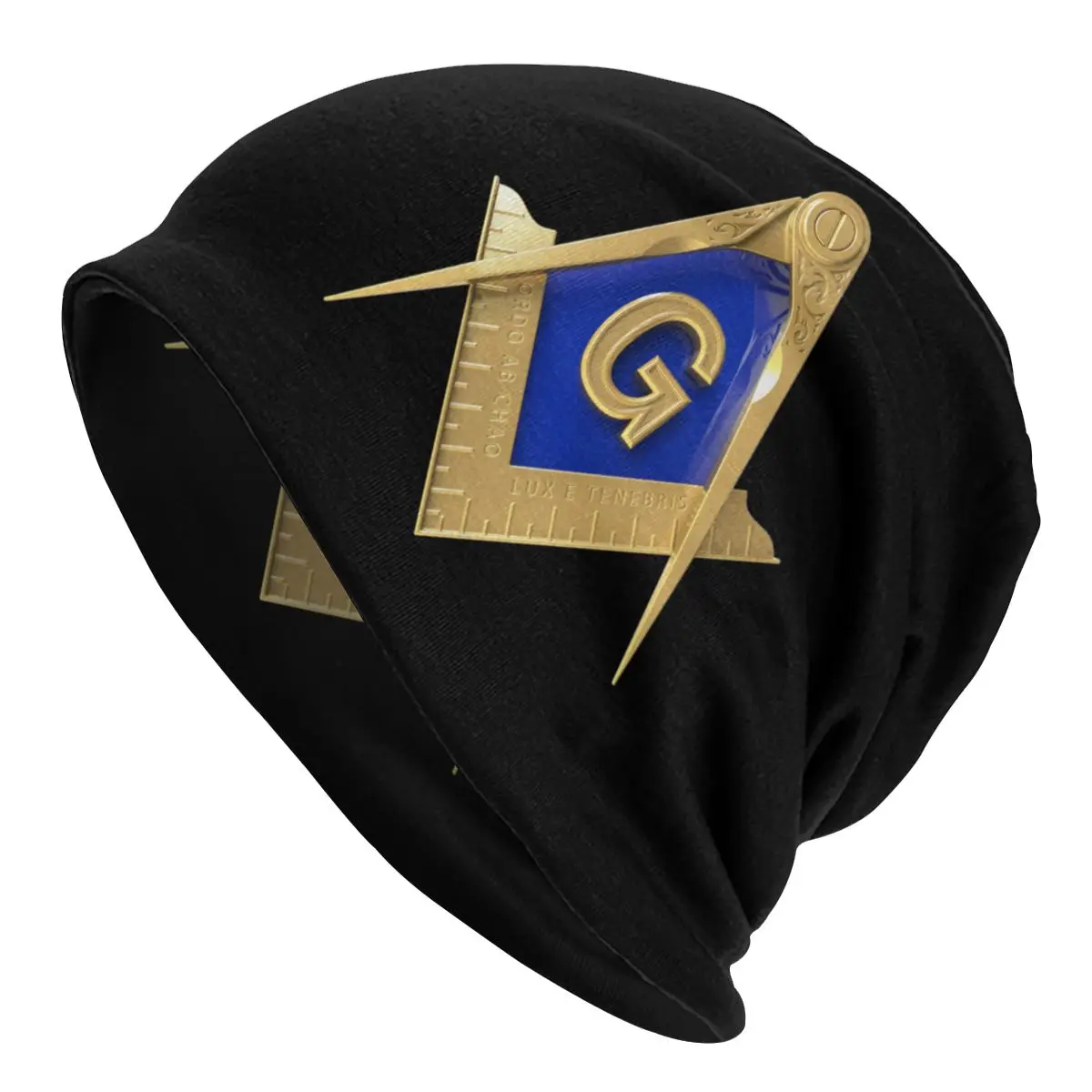 

Winter Warm Knitted Hats Unisex Gold Square Compass Masonic Freemason Skullies Beanies Caps Freemasonry Mason Bonnet Hats