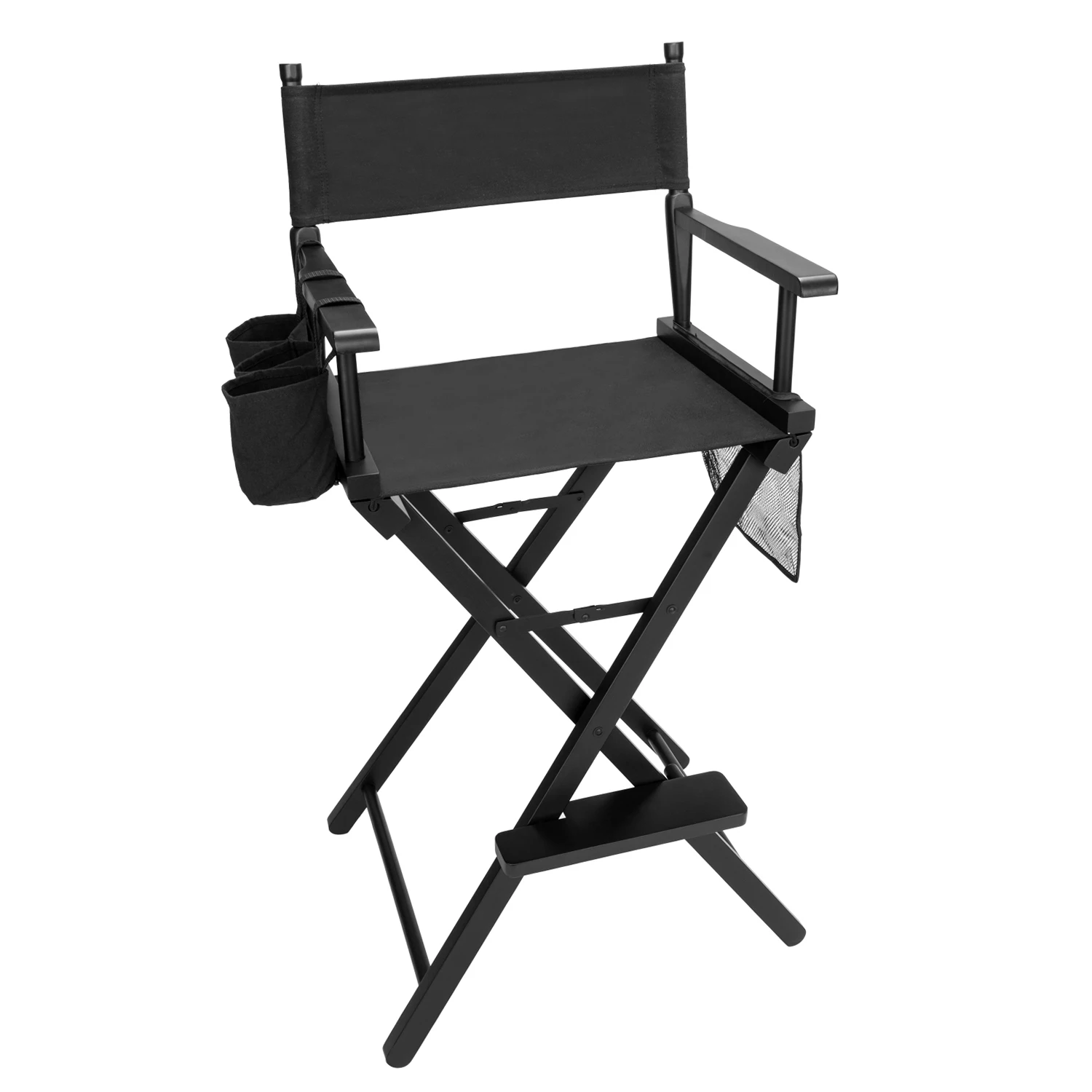

Folding Beech Director Chair High Quality Solid Hardwood & Polyester Makeup Chair Black[US-Stock]