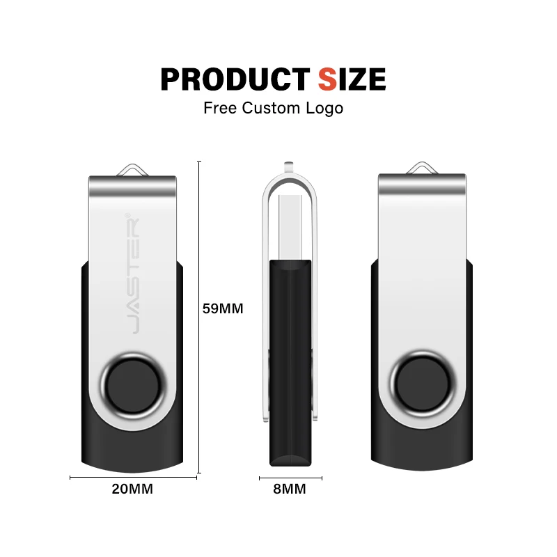 JASTER USB 32GB 플래시 드라이브 16기가 메모리 스틱 메탈 점프 드라이브 스위블 펜드라이브 휴대용 64 128GB USB 2.0 펜 드라이브