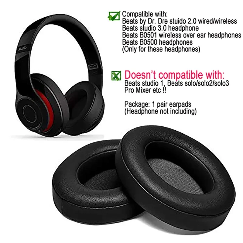 1 Pair Replacement Ear Pads Earmuffs Ultra-soft Sponge Cushion For Beats Studio 2 3 Wired Wireless Headphone Accessories