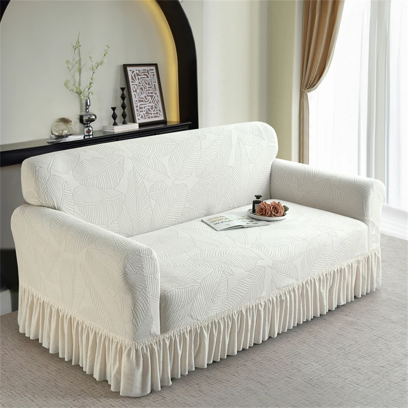 Jacquard stretch sofa cover skirt sofa cover 1 person 2 people 3 people 4 people sofa cover dustproof anti-fouling beautification decoration suitable for study room hotel bedroom living room 2