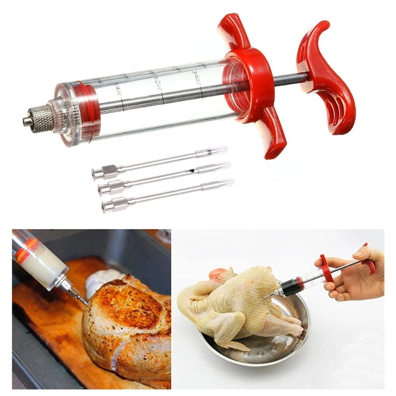 Edelstahl Gewürz Spritze Marinade Injektor Geschmack Spritze Kochen Fleisch Geflügel Truthahn Huhn Küche BBQ Werkzeug_voghion.com