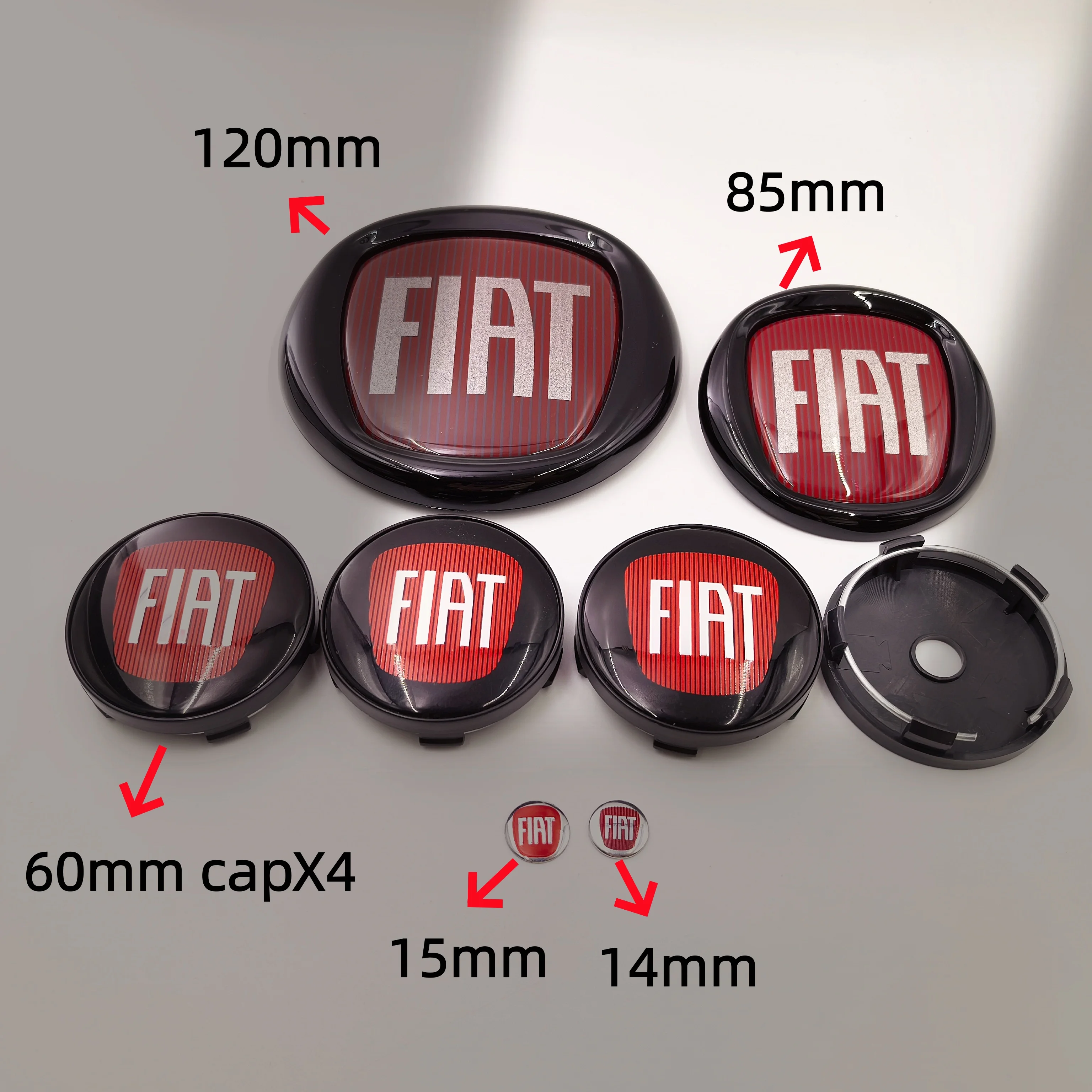 8-teiliges Set Fiat Auto-Embleme Motorhaube Kofferraum Logo-Abzeichen 85/120mm Vordere Motorhaube & Hinterer Kofferraum Fiat Logos zur Autodekoration – Detail 15