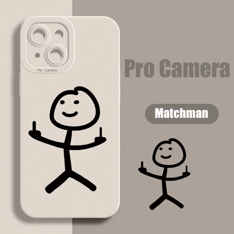 Cartoon Matchman Shockproof Matte Soft TPU Silicone Phone Case