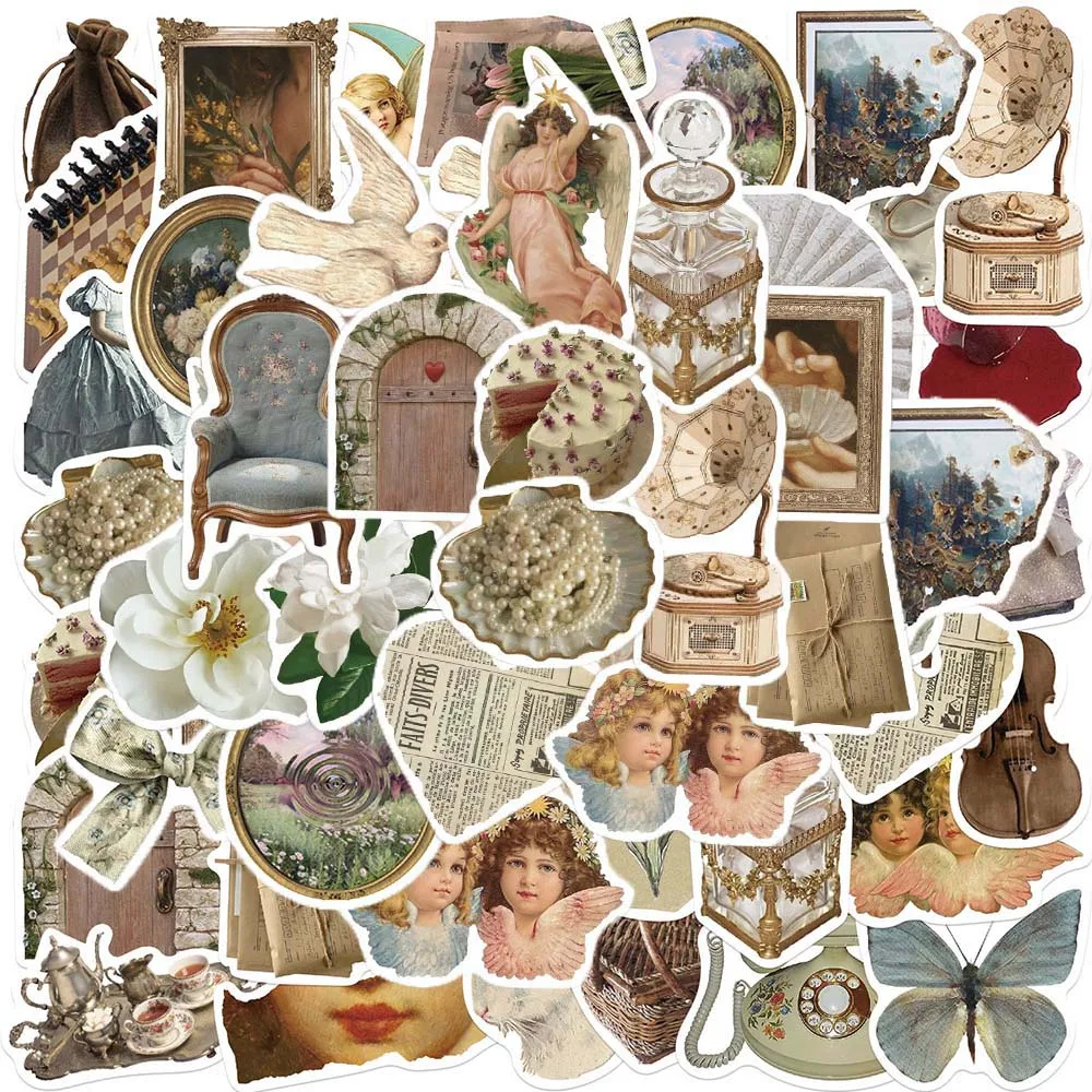 

10/50Pcs Retro Art Style Aesthetic Varied Sticker Pack for Kid Phone Car Notebook Laptop Scrapbooking Decoration Graffiti Decals