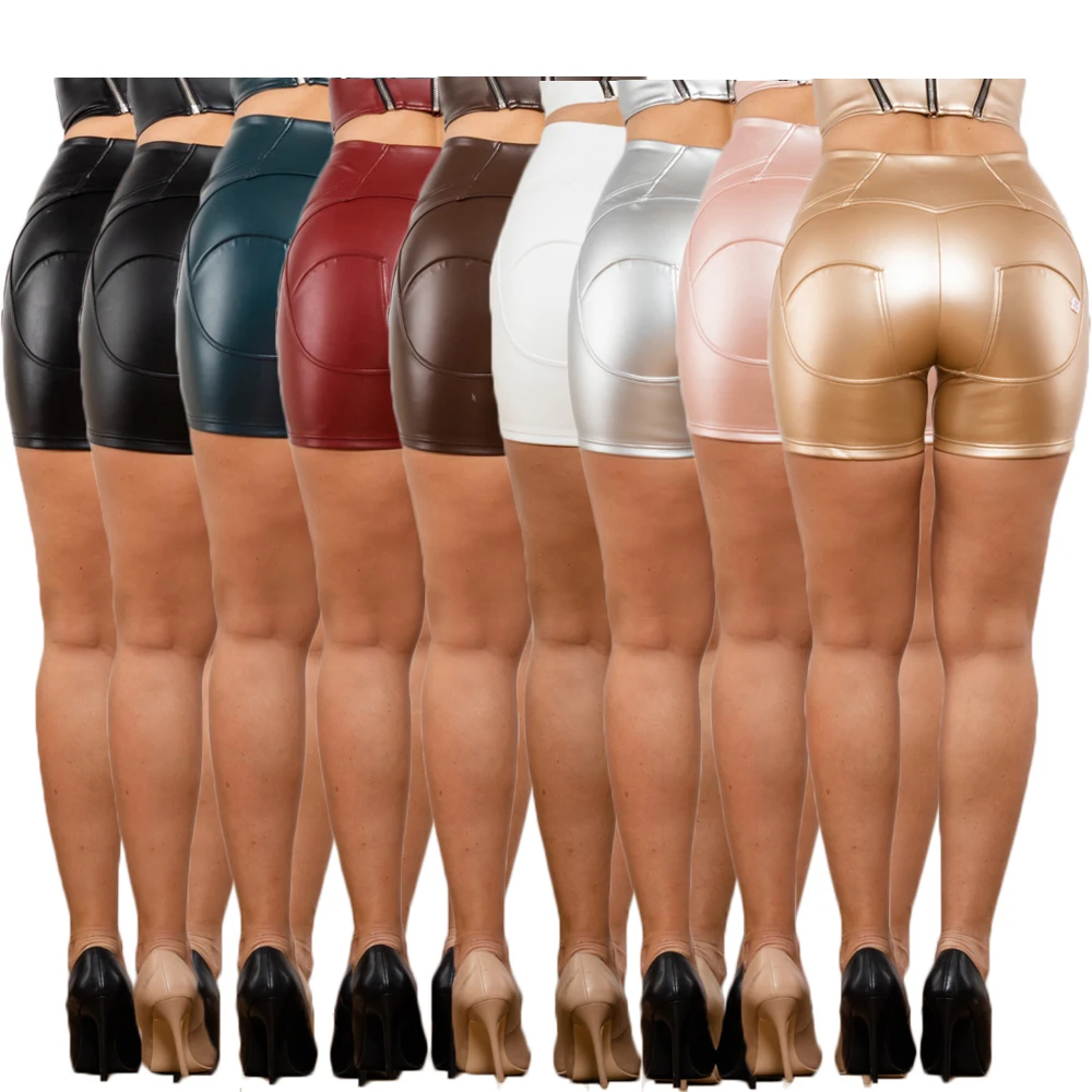 Shascullfites Melody Silver Leather Top Women Strong Push Up Bra Shapers Bodysuits Rock Style Tops For Women