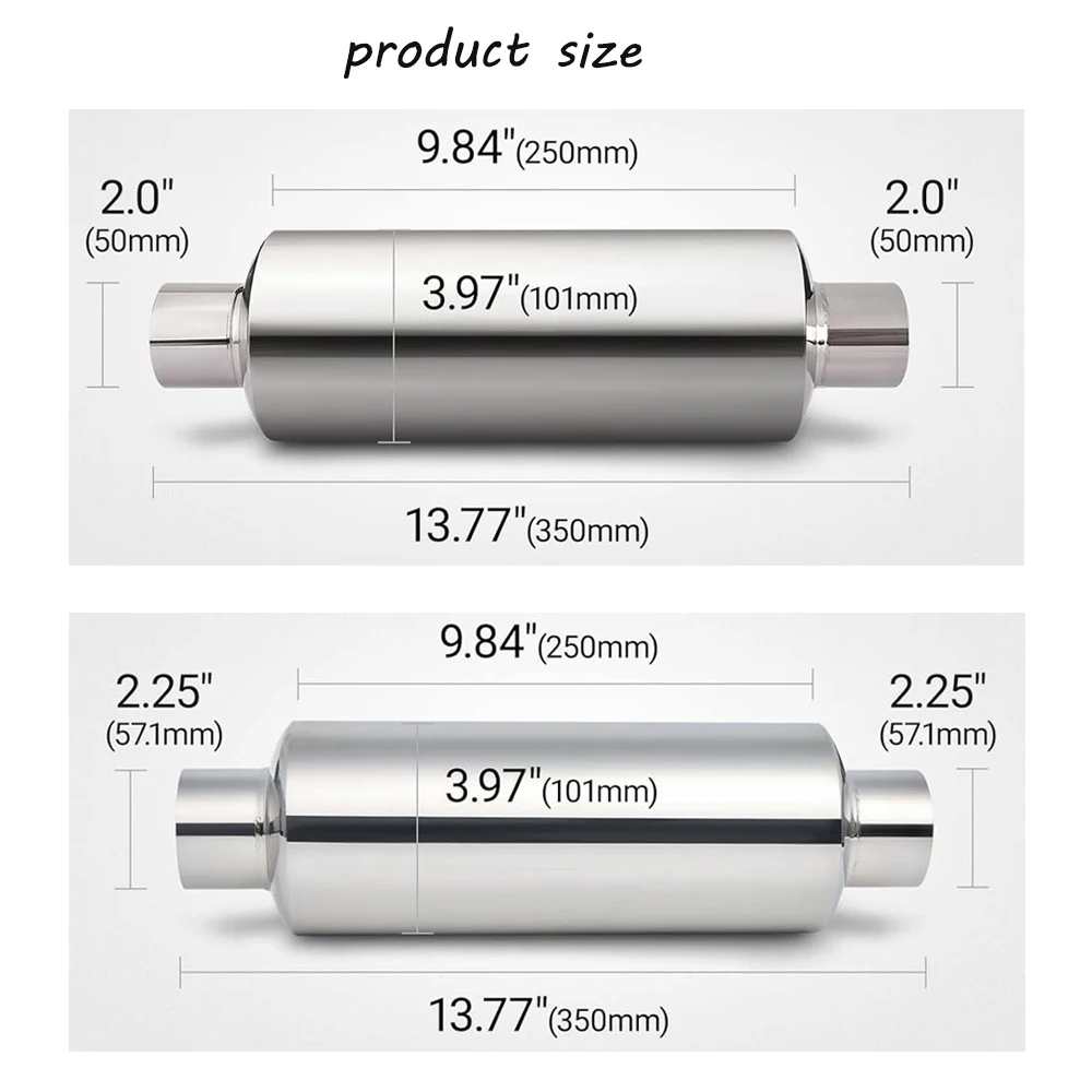 Universal 3"/2.5" /2"/2.25" Exhaust Muffler Pipe Resonator Car Tube Spiral Silencer Deep Sound 13.8" Length Stainless Resonato exhaust muffler tip,exhaust pipe muffler,exhaust trim pipe