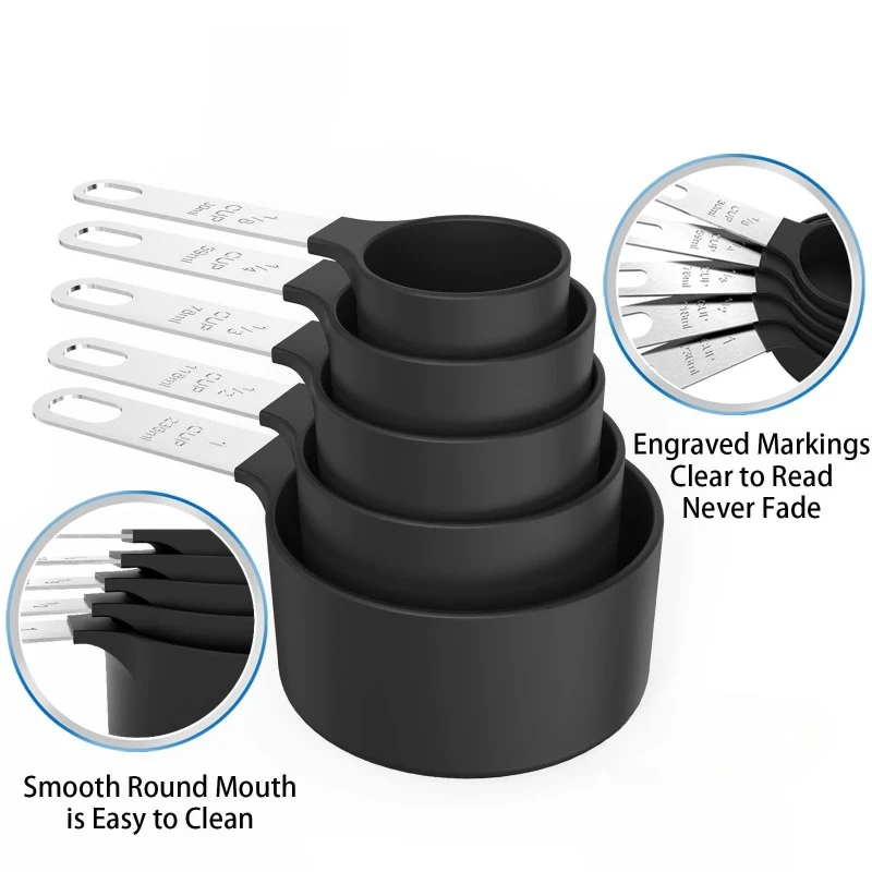 10 Pcs Measuring Cups & Spoons Sets Hot Selling Classic Stainless Steel Plastic Measuring Spoons Household Kitchen Baking Tools