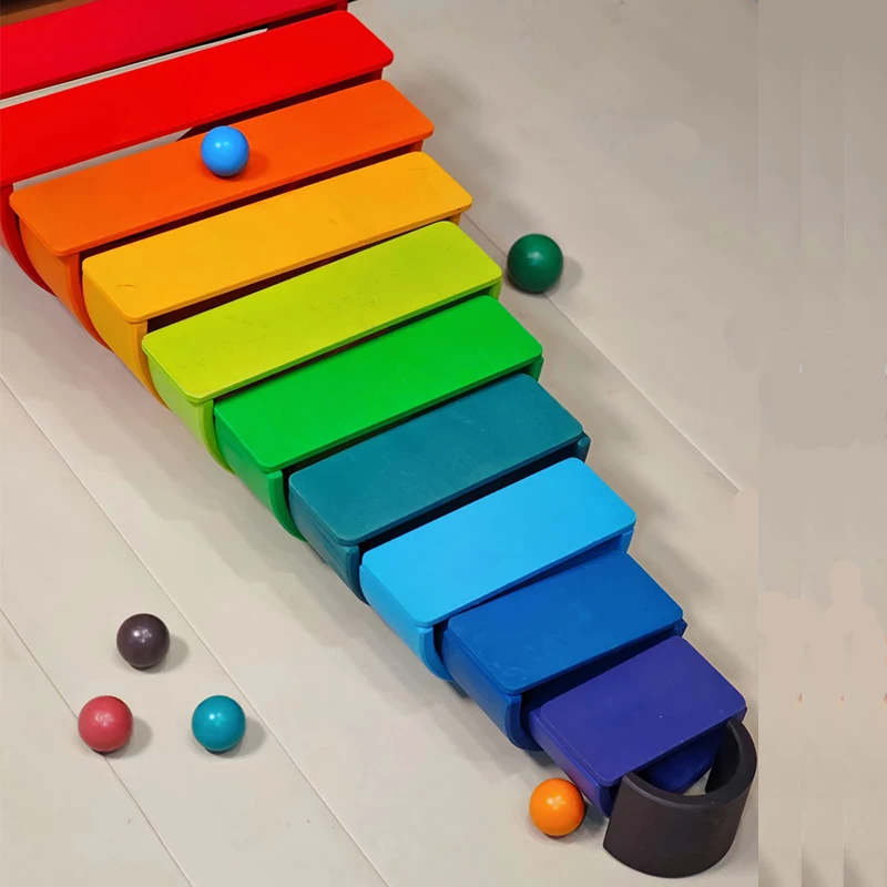 Colorful Wooden Rainbow Stacking Blocks - Montessori Inspired Educational Toy