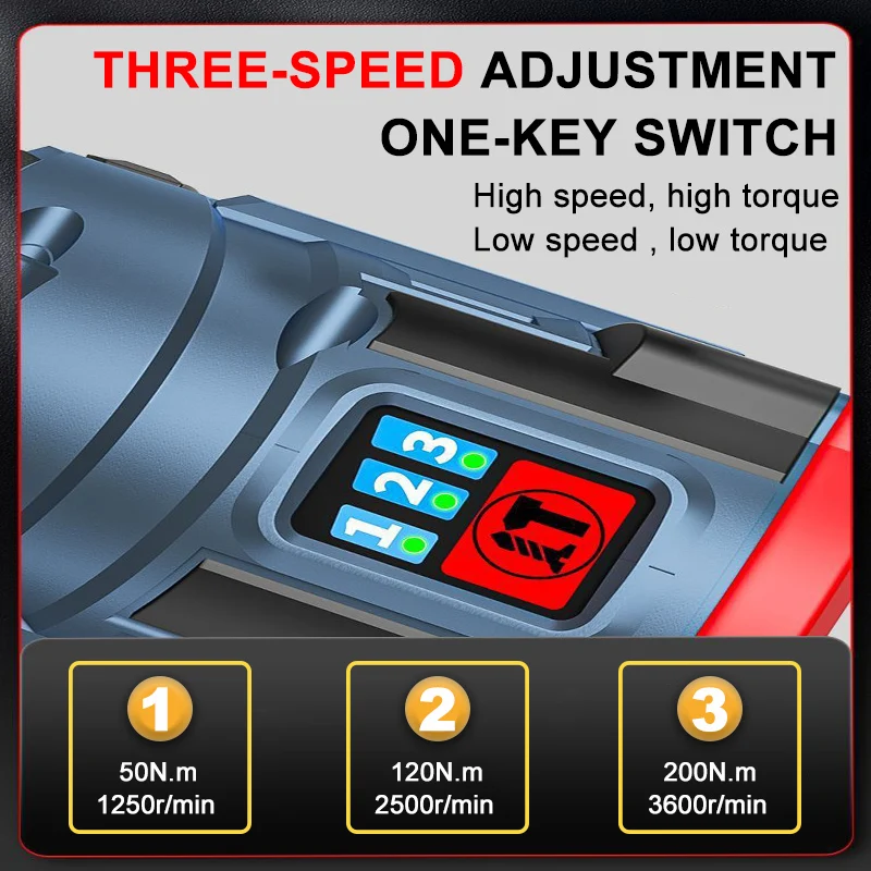 200N.m 16.8V Brushless Electric Drill Screwdriver Impact Driver Cordless Drill Household Multifunction Hit Power Tools 3