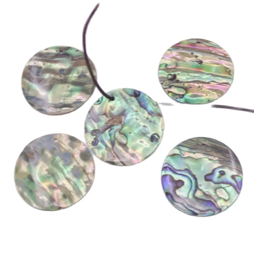 5 PCS 30mm Round Coin Natural Green Abalone paua Shell Earring Pendant Making