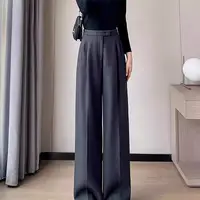 New Autumn Slim High Waist Straight Women's Pants Casual Solid Color Loose Chic Female Wide Leg Pants Fashion Office Ladies pant - Image 3