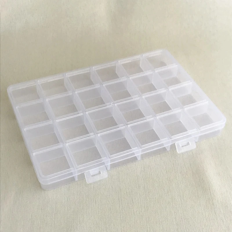 Portable jewelry organizer storage box 12/24 adjustable grids high capacity transparent plastic case clear storage tool