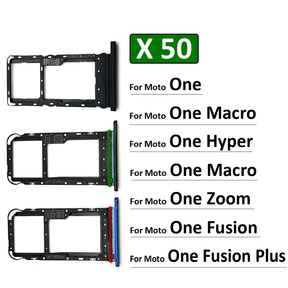 

50 шт., лоток для SiM-карты для Motorola Moto One Macro Action Zoom Hyper Fusion Plus