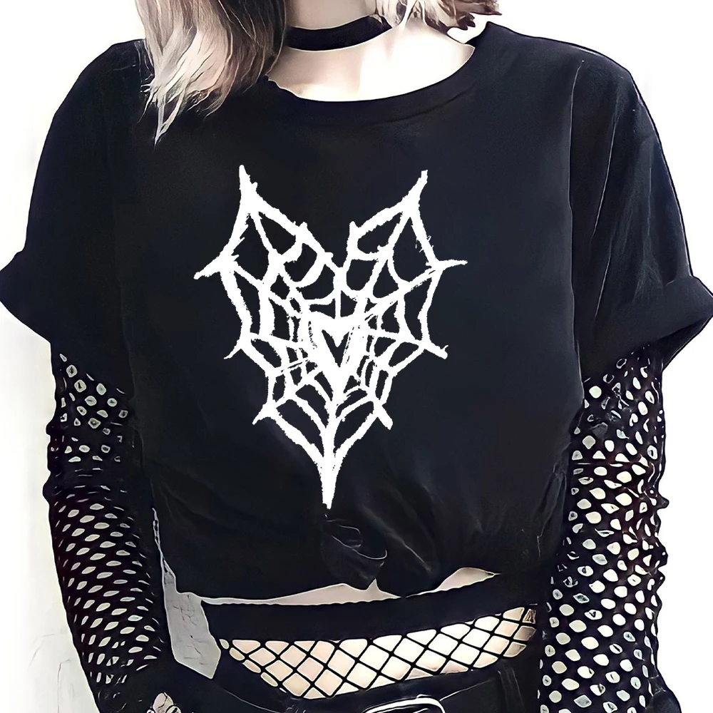 Retro Gothic Cross Short Sleeved T Shirt Women Loose Tee top Summer Clothes Y2k Tops mujer T-shirt aesthetic graphic t shirts