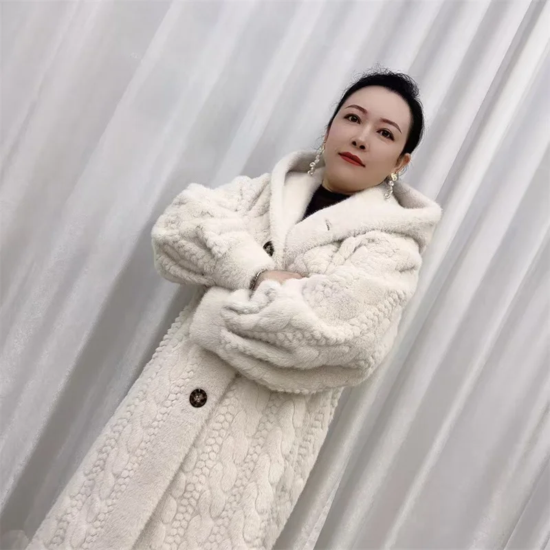 New Fried Dough Twists Environment-friendly Mink Fur Coat Long Coat Original Knitting Thickened Loose Korean Hoodie