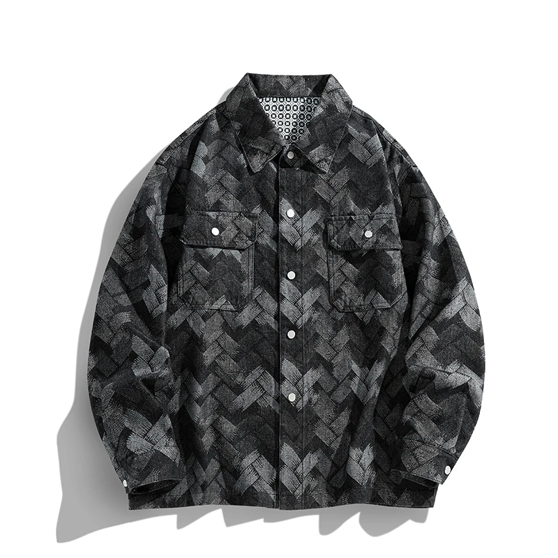 spring 2026 model denim jacket for men, american style trendy brand, men's and women's couple shirt with insel collar jacket Spring 2026 model denim jacket for men, American-style trendy brand, men's and women's couple shirt with insel collar jacket 2