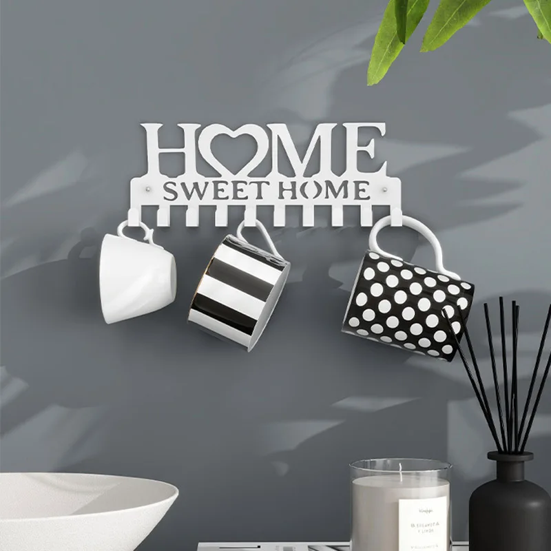 Description Picture 5 of itemSweet Home Black Metal Balcony Wall-mounted Clothes Rack Key Holder Kitchen Organizer Bathroom Rangement Hooks Hangers Storage