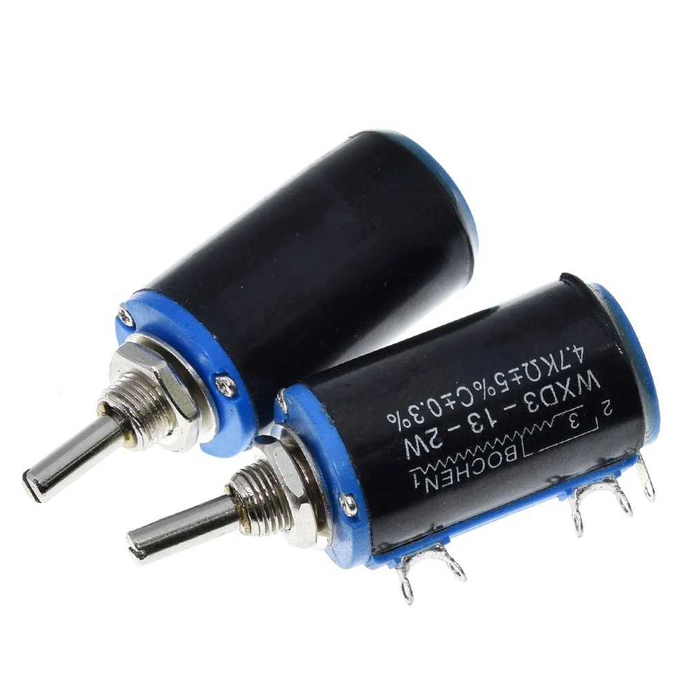 TZT WXD3-13-2W 100 200 220 470 680 R Ohm 1K 2.2K 3.3K 4.7K 5.6K 6.8K 10K 22K 33K 47K 100K Ohm Wirewound Potentiometer multiturn potentiometer linear potentiometer rotary potentiometer potentiometer kit trimmer potentiometer adjustable resistor potentiometer knobs electronic components