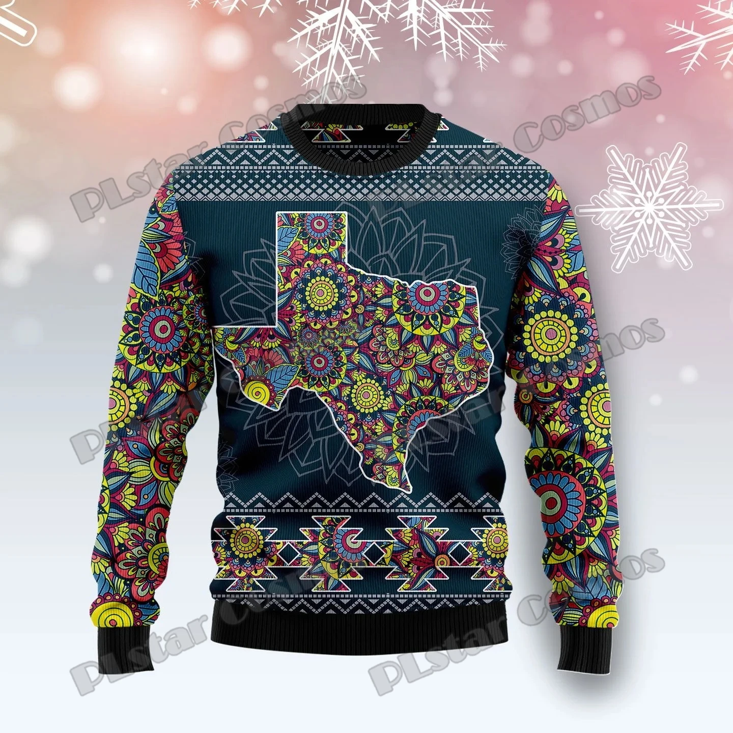 PLstar Cosmos Michigan Blue Mandala 3D Printed Fashion Men's Ugly Christmas Sweater Winter Unisex Casual Knitwear Pullover MYY09