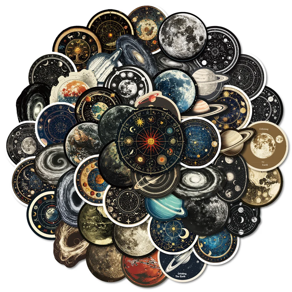 50pcs Galaxy Space Stickers For Phone Case Guitar Laptop Suitcase Ipad DIY Craft Supplies Cute Sticker Vintage