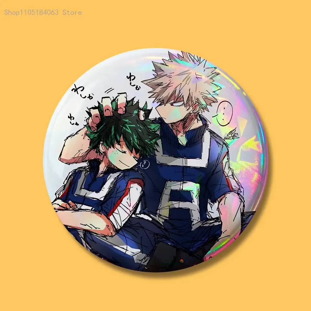 Deku Bakugou Shouto Hero A-Academia Abzeichen 32 44 58 75 mm rund Cosplay Pin Bag Decor Fans sammeln Freunde Geschenke Brosche Souvenir – Detail 12