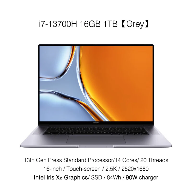 2023 화웨이 메이트북 16s 노트북 i9-13900H, i7-13700H, i5-13500H, 16GB, 32GB, 1TB 넷북, 16 인치, 2.5K 터치스크린 컴퓨터, 135W
