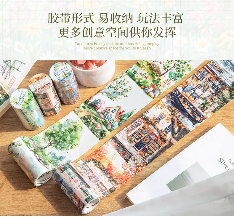 80mm * 2m Sammelalbum Dekoration Klebeband Reise Landschaft PET Bänder Masking Tapes Aufkleber Ästhetische Schreibwaren – Detail 5