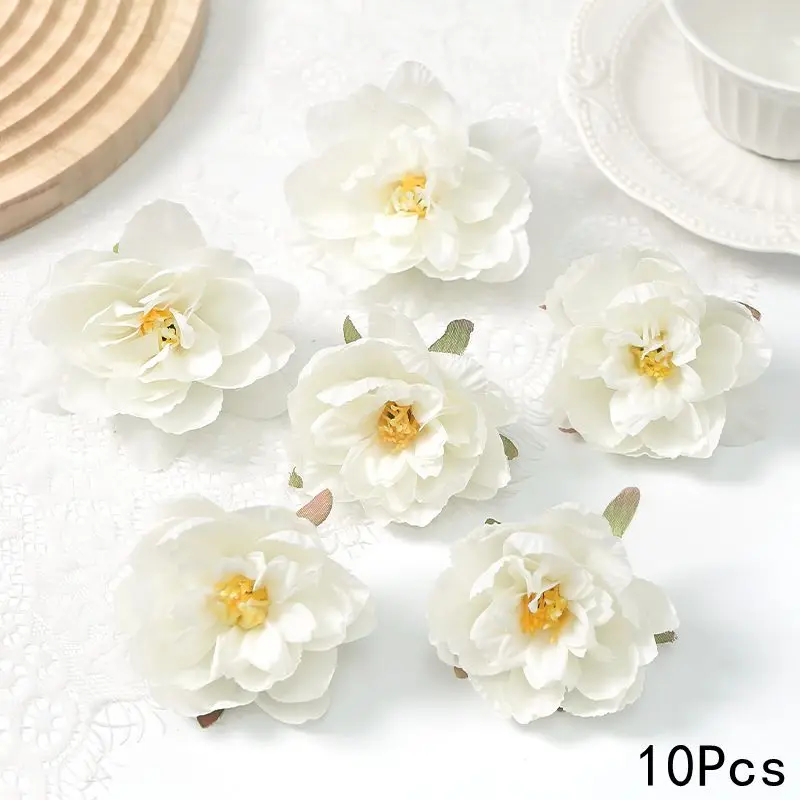 10/20/30 Stück Mini Weiße Künstliche Blumenköpfe, Simulierte Pfingstrosen, Gänseblümchen, Rosen für Bastelarbeiten, Kränze, Hochzeiten, Partys, DIY, Heimdekoration – Detail 7