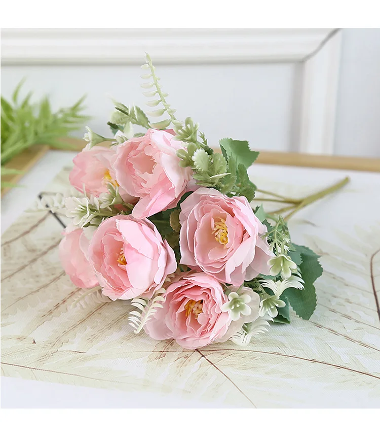 30cm 6 große Köpfe Pfingstrose Rose rosa künstliche Blumen Seide gefälschte Blume Flores für DIY Hausgarten Braut Hochzeit Home Dekoration – Detail 9