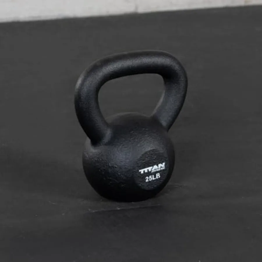 25 LB Cast Iron Kettlebell, Single Piece Casting, LB Markings, Full Body Workout