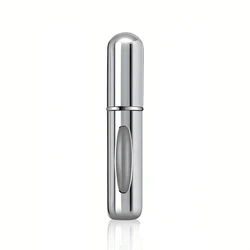 Compact Aluminum Travel Perfume Atomizer, 5ml Refillable Dispenser - Metal (1 Piece Silver)