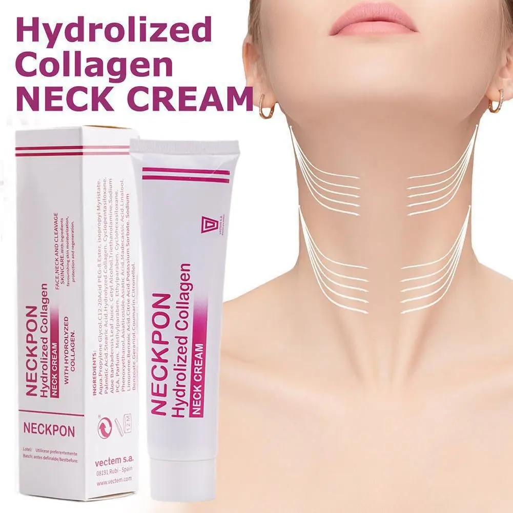 40g Hydrolyzed Collagen Neck Cream Face Lifting Firming Lightening Lines Care Lotion Moisturizer Neck Rejuvenation