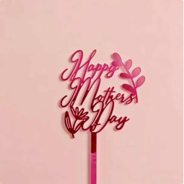 Elegant Gold & Red Acrylic MOM Cake Topper - Perfect for Mother's Day Celebrations & Birthday Parties