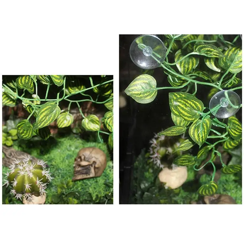 Artificial Vine Reptile Lizards Terrarium Decoration Chameleons Climb Rest Plants Leaves Waterproof Decor For Snake Frog Turtle
