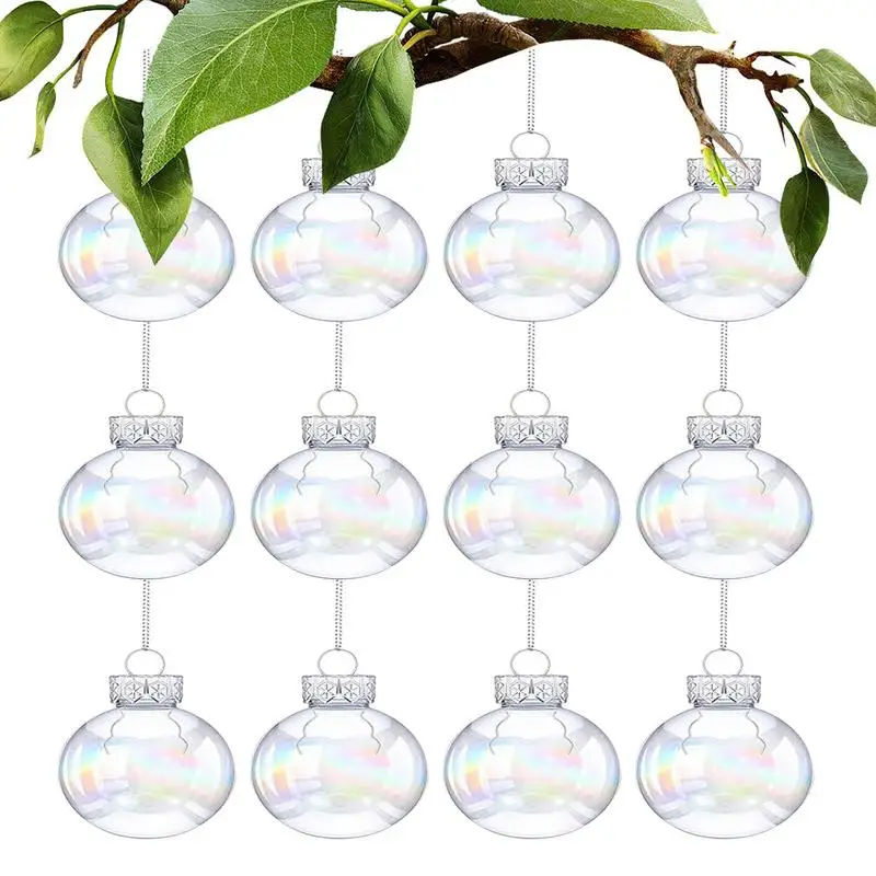

Clear Ornament Balls Fillable 2.5 Inch Christmas Ball Refill Clear Iridescent Fillable Bulb Ball Christmas Clear Balls Ornament