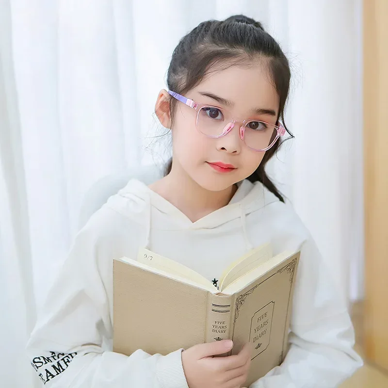 Anti Blue Light Glasses Kids Glasses Anti Blue Light Kids Glasses Square Children Boy Girls Computer Optical Frame Reflective Blocking Eyeglasses Filter TR90 Frame