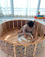 Piscine à balles pliable multifonctionnelle avec valve de vidange, clôture de jeu, zone de baignade et de jeu intérieure/extérieure 2